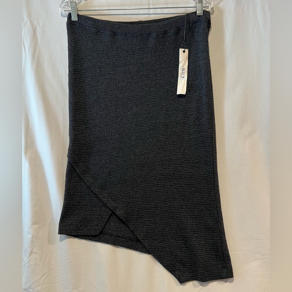 Wilt Anthropologie Charcoal Asymmetrical Knit Skirt Size Small Minimalist